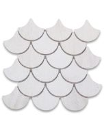 Moleanos Beige Grand Fish Scale Fan Shaped Mosaic Tile Honed