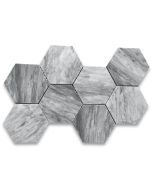 Bardiglio Gray Marble 5 inch Hexagon Mosaic Tile Honed