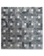 Bardiglio Gray Target Pinwheel Mosaic Tile w/ White Dots Polished
