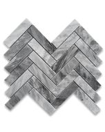 Bardiglio Gray Marble 1x4 Herringbone Mosaic Tile Polished