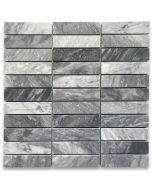 Bardiglio Gray Marble 1x4 Stacked Rectangular Mosaic Tile Honed