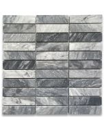 Bardiglio Gray Marble 1x4 Stacked Rectangular Mosaic Tile Honed