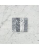 (Sample) Bardiglio Gray Marble 1x4 Stacked Rectangular Mosaic Tile Honed