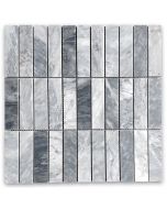 Bardiglio Gray Marble 1x4 Stacked Rectangular Mosaic Tile Polished