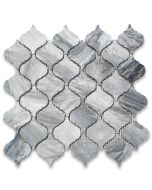 Bardiglio Gray Marble Arabesque Baroque Medium Lantern Mosaic Tile Honed