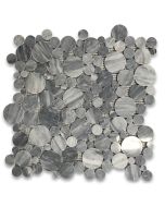 Bardiglio Gray Bubble Round Mosaic Tile Polished