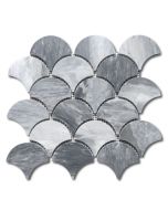 Bardiglio Gray Grand Fish Scale Fan Shape Mosaic Tile Polished