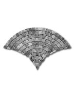 Bardiglio Gray Marble Fish Scale Scallop Fan Pattern Mini Mosaic Tile Honed