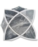 Bardiglio Gray Marble Celtic Waterjet Mosaic Tile w/ Thassos White Ribbons Polished