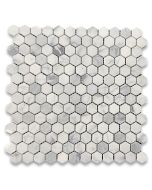 Statuary White Marble 1 inch Hexagon Mosaic Tile Honed