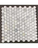 Statuary White Marble 1 inch Hexagon Mosaic Tile Polished