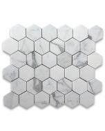 Statuary White Marble 2 inch Hexagon Mosaic Tile Polished