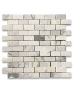 Statuary White Marble 1x2 Medium Brick Mosaic Tile Polished