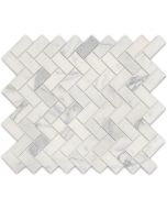 Statuary White Marble 1x2 Herringbone Mosaic Tile Honed