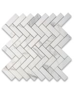 Statuary White Marble 1x3 Herringbone Mosaic Tile Honed