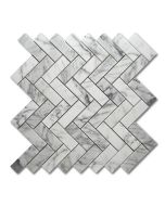 Statuary White Marble 1x3 Herringbone Mosaic Tile Polished