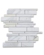 Statuary White Marble Random Strip Modern Brick Mosaic Tile Honed