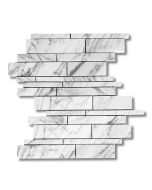 Statuary White Marble Random Strip Modern Brick Mosaic Tile Polished