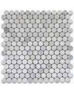 Statuary White Marble 3/4 inch Penny Round Mosaic Tile Honed