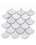 Statuary White Marble Grand Fish Scale Fan Shape Mosaic Tile Honed