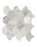 Statuary White Marble Grand Fish Scale Fan Shape Mosaic Tile Polished