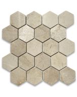 Crema Marfil 3 inch Hexagon Mosaic Tile Polished