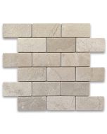 Crema Marfil Marble 2x4 Grand Brick Subway Mosaic Tile Tumbled