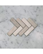 (Sample) Crema Marfil Marble 1x3 Herringbone Mosaic Tile Tumbled
