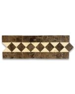 Crema Marfil Classic Diamond Mosaic Border Listello Tile Polished