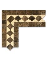 Crema Marfil Classic Diamond Mosaic Border Corner Tile Polished