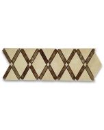 Crema Marfil Lattice Diamond Mosaic Border Listello Tile Polished