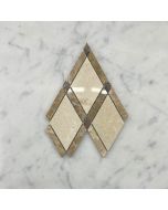 Crema Marfil Marble Diamond Lattice Mosaic Tile w/ Emperador Brown Polished