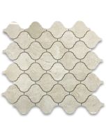 Crema Marfil Medium Lantern Shaped Arabesque Baroque Mosaic Tile Polished