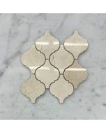 (Sample) Crema Marfil Marble Medium Arabesque Baroque Lantern Mosaic Tile Polished