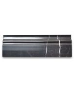 Nero Marquina Black Marble 4x12 Baseboard Crown Molding Polished