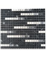 Nero Marquina Black Marble 5/8x5/8 Square Meteor Shower Mosaic Tile Honed