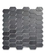Nero Marquina Black Marble 1x2 Hive Picket Constellation Long Hexagon Mosaic Tile Honed