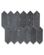 Nero Marquina Black Marble 2x6 Picket Fence Elongated Hexagon Mosaic Tile Polished