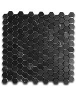 Nero Marquina Black Marble 1 inch Hexagon Mosaic Tile Honed