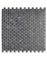 Nero Marquina Black Marble 5/8x3/4 Mini Brick Mosaic Tile Honed