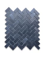 Nero Marquina Black Marble 1x2 Herringbone Mosaic Tile Honed