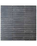 Nero Marquina Black Marble 5/8x4 Rectangular Stacked Mosaic Tile Honed