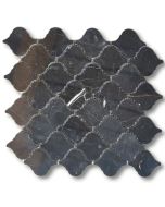 Nero Marquina Medium Lantern Shaped Arabesque Baroque Mosaic Tile Polished