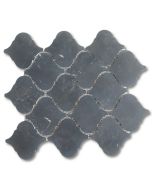 Nero Marquina Black Marble Grand Arabesque Baroque Lantern Mosaic Tile Honed