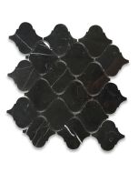 Nero Marquina Marble Grand Lantern Shape Arabesque Baroque Mosaic Tile Polished