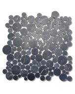 Nero Marquina Black Marble Bubble Round Paramount Mosaic Tile Honed