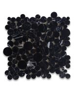 Nero Marquina Black Marble Bubble Round Mosaic Tile Polished