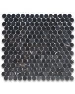 Nero Marquina Black Marble 3/4 inch Penny Round Mosaic Tile Honed