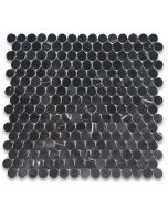 Nero Marquina Black Marble 3/4 inch Penny Round Mosaic Tile Polished