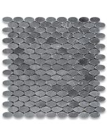 Nero Marquina Black Marble 1-1/4x5/8 Oval Ellipse Mosaic Tile Honed